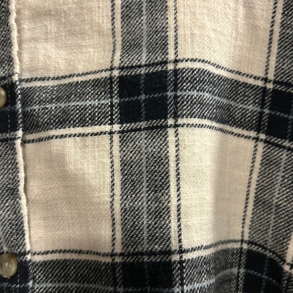 American Eagle Flannel Plaid Shirt Button Down Long Sleeve Beige Black Blue XL - Picture 6 of 11